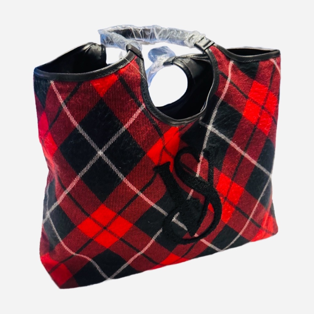 Victoria's Secret Red and Black Plaid Tote Bag NWT! - Picture 3 of 9